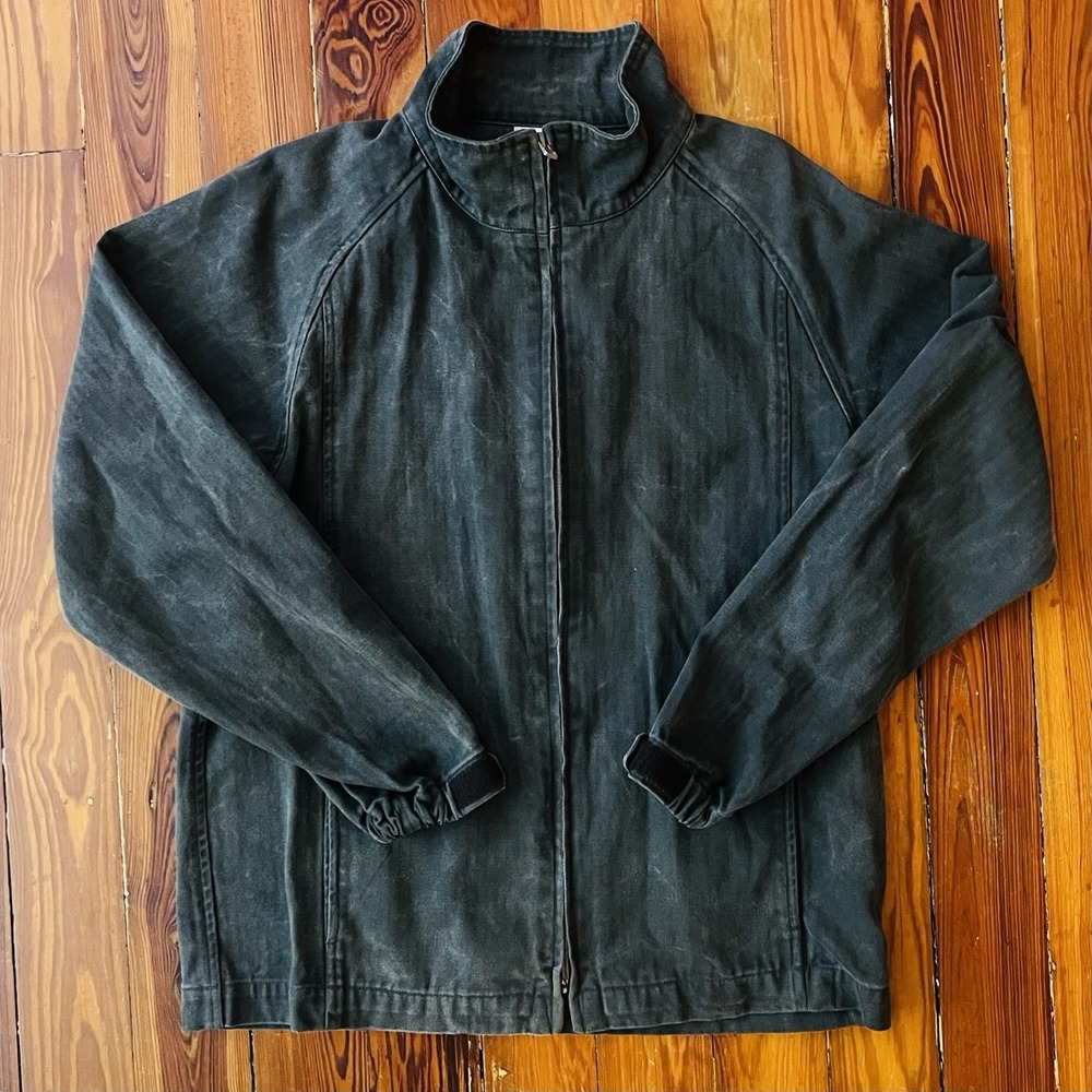 BEAMS Men's Cotton Twill Military-Style Zip Jacket Stand Collar Size S